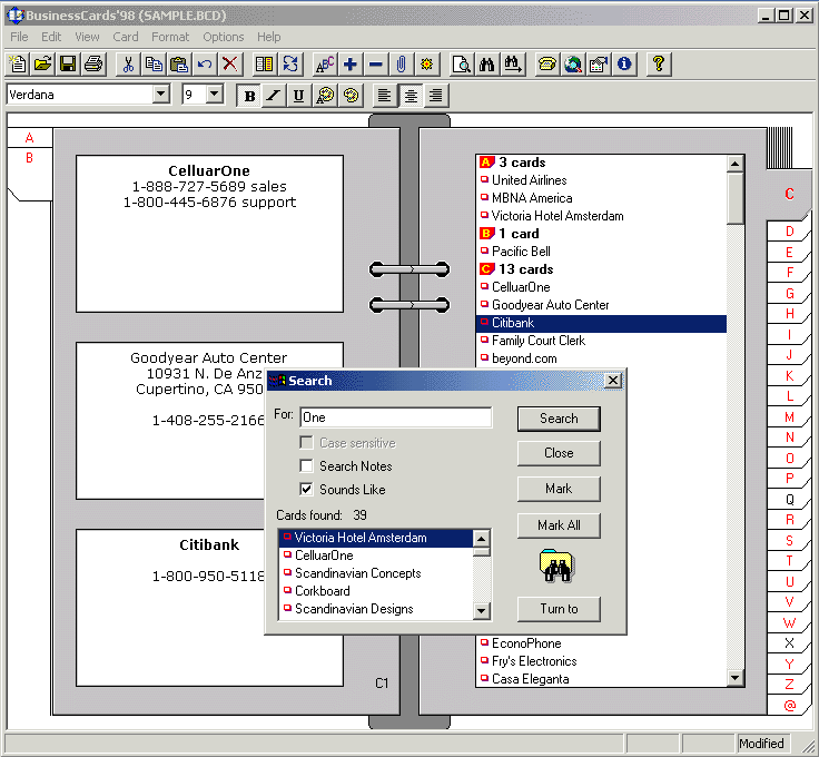 BusinessCards Screenshot
